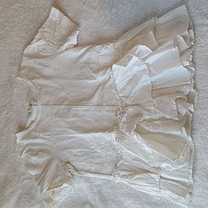mo:vint size S White Linen Short Sleeve Shirt